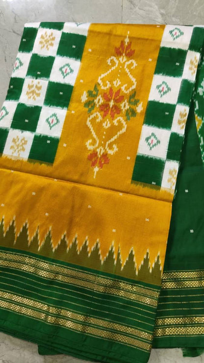 Handcrafted Pure Pochampally Ikat Silk Saree with Blouse Piece