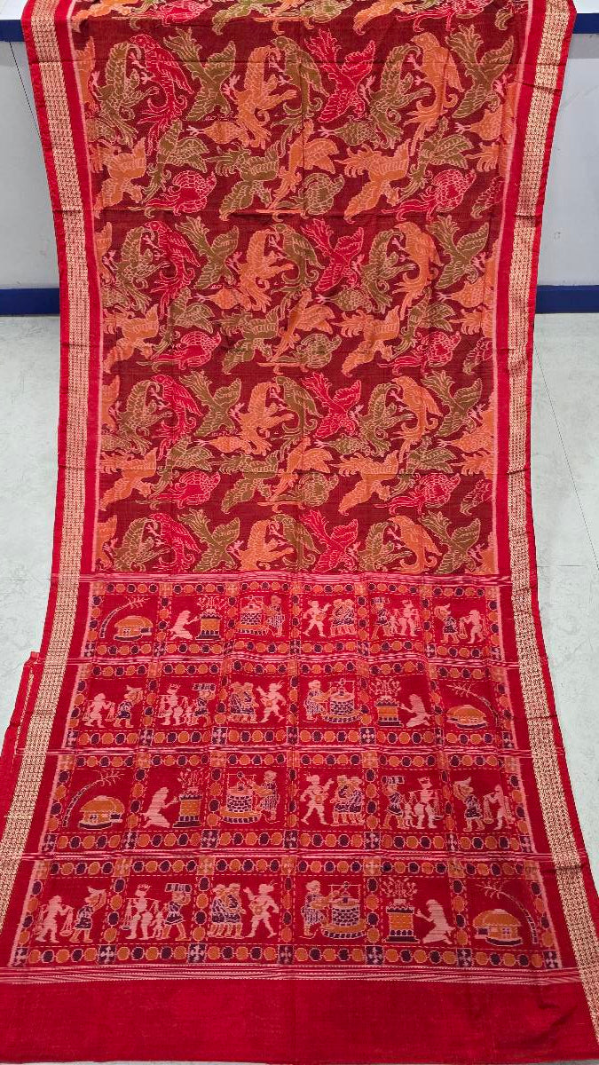 Cotton and silk combination sambalpuri bapta pata saree