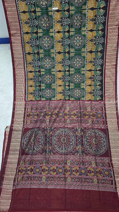 Cotton silk mix combination sambalpuri bapta pata saree