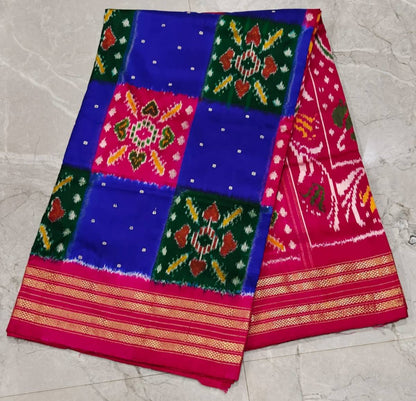 Handcrafted Pure Pochampally Ikat Silk Saree with Blouse Piece