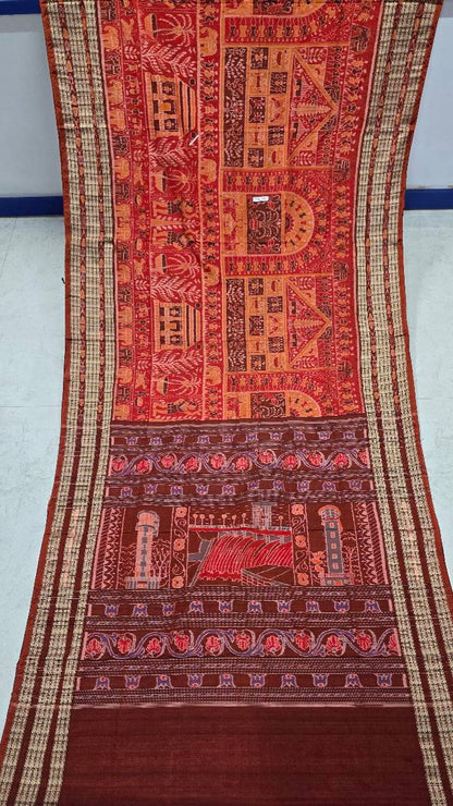 Cotton silk mix combination sambalpuri bapta pata saree