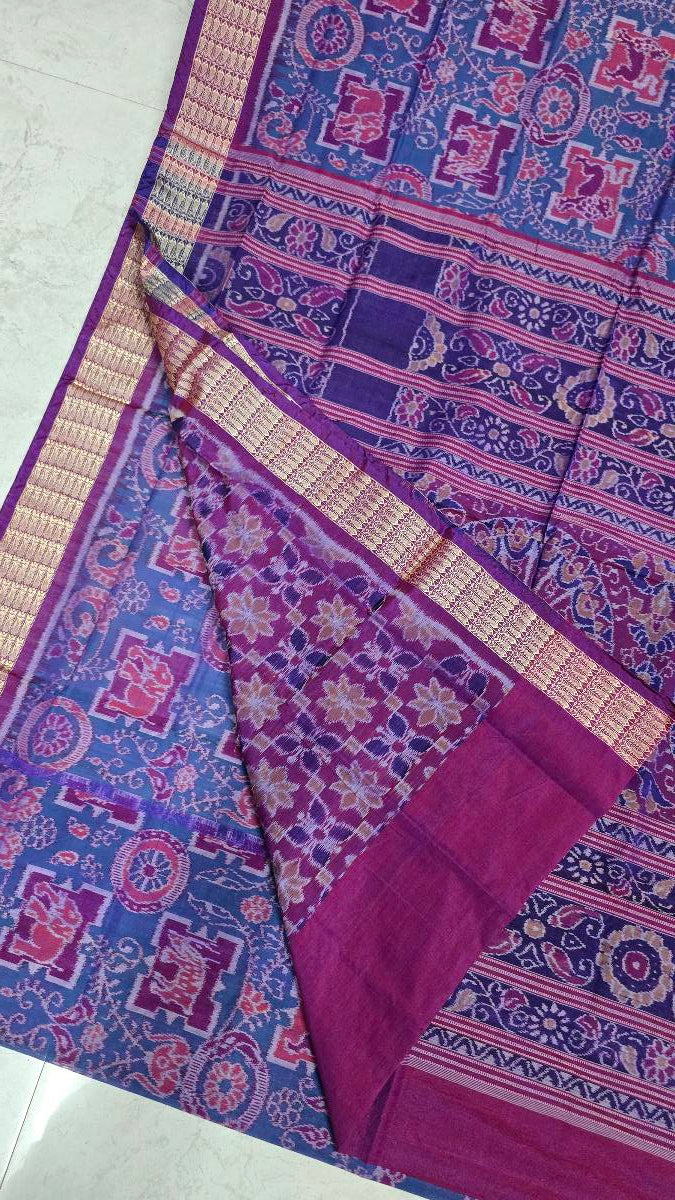 Cotton silk mix combination sambalpuri bapta pata saree