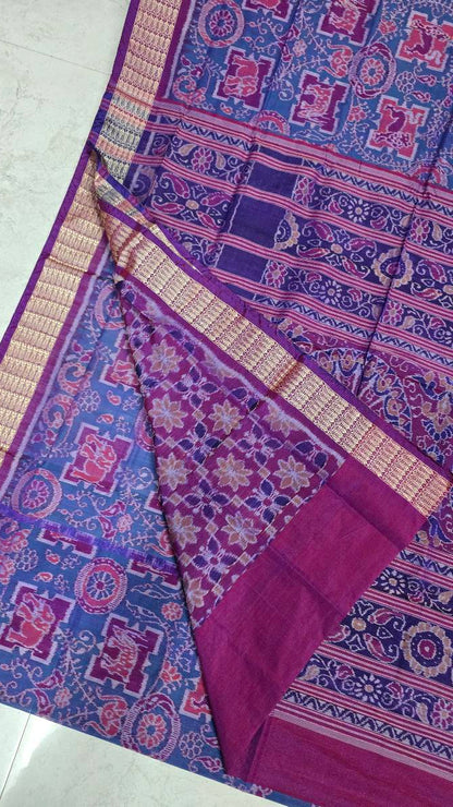 Cotton silk mix combination sambalpuri bapta pata saree