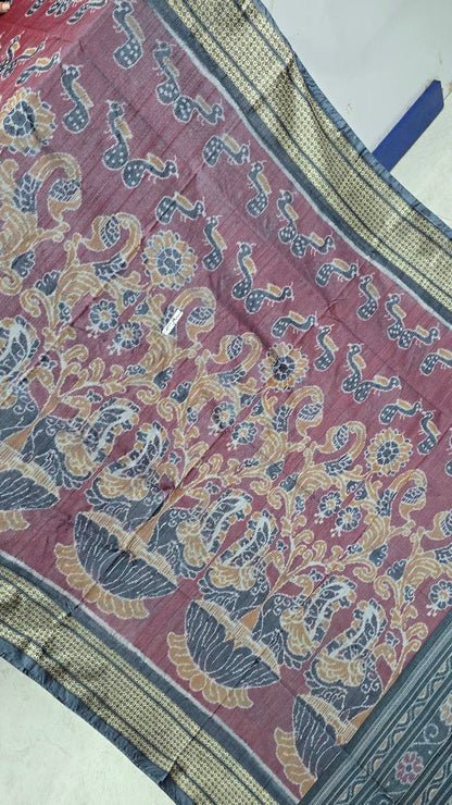 Cotton and silk combination sambalpuri bapta pata saree