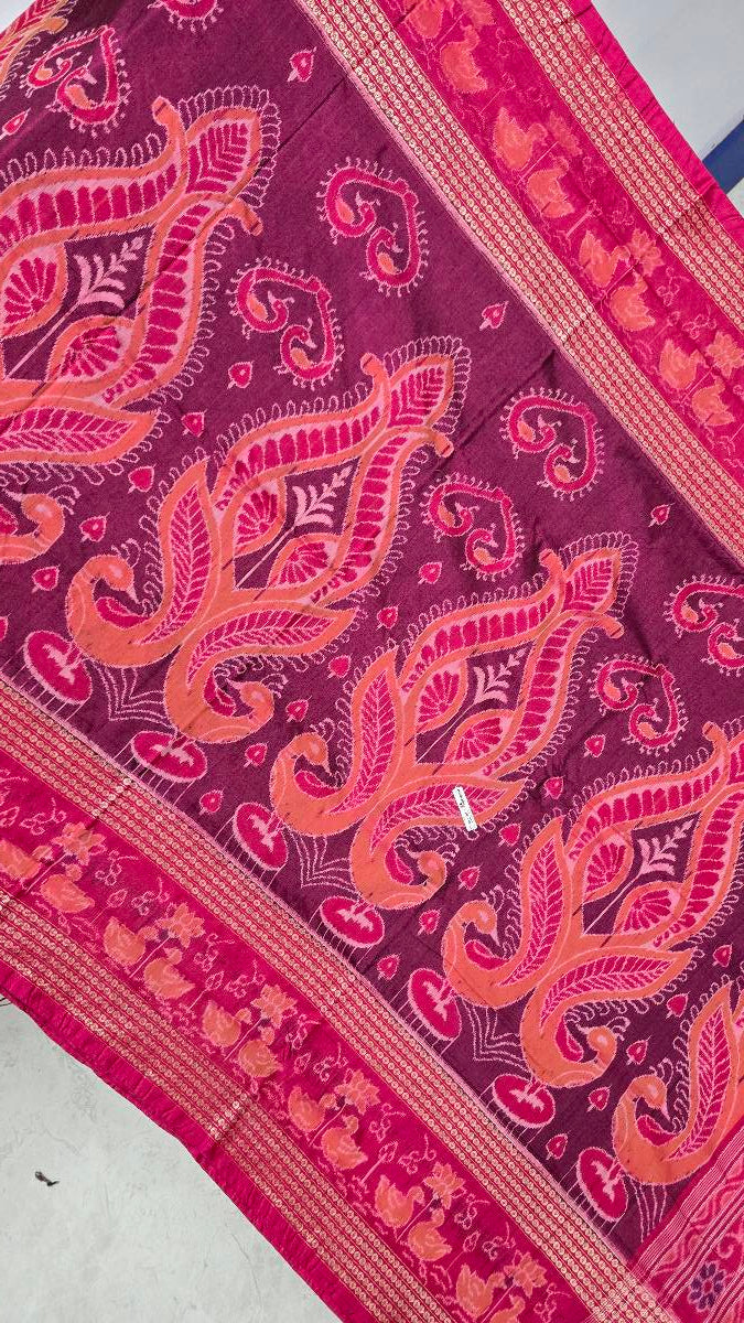 Cotton silk mix combination sambalpuri bapta pata saree
