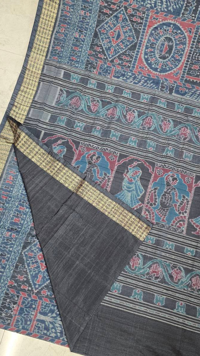 Cotton silk mix combination sambalpuri bapta pata saree