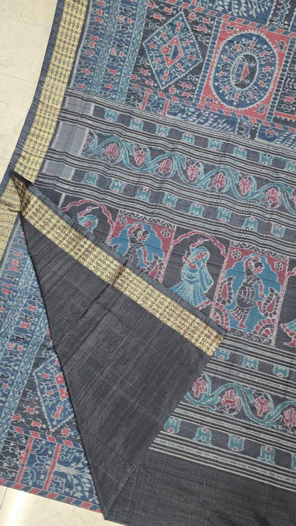 Cotton silk mix combination sambalpuri bapta pata saree