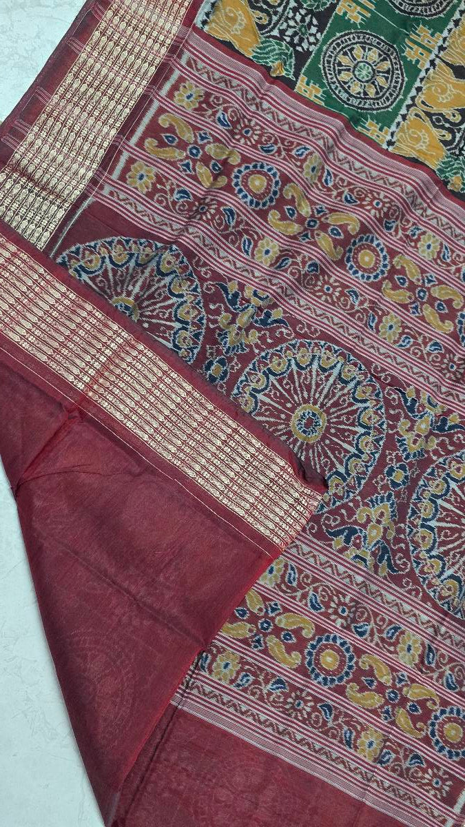 Cotton silk mix combination sambalpuri bapta pata saree