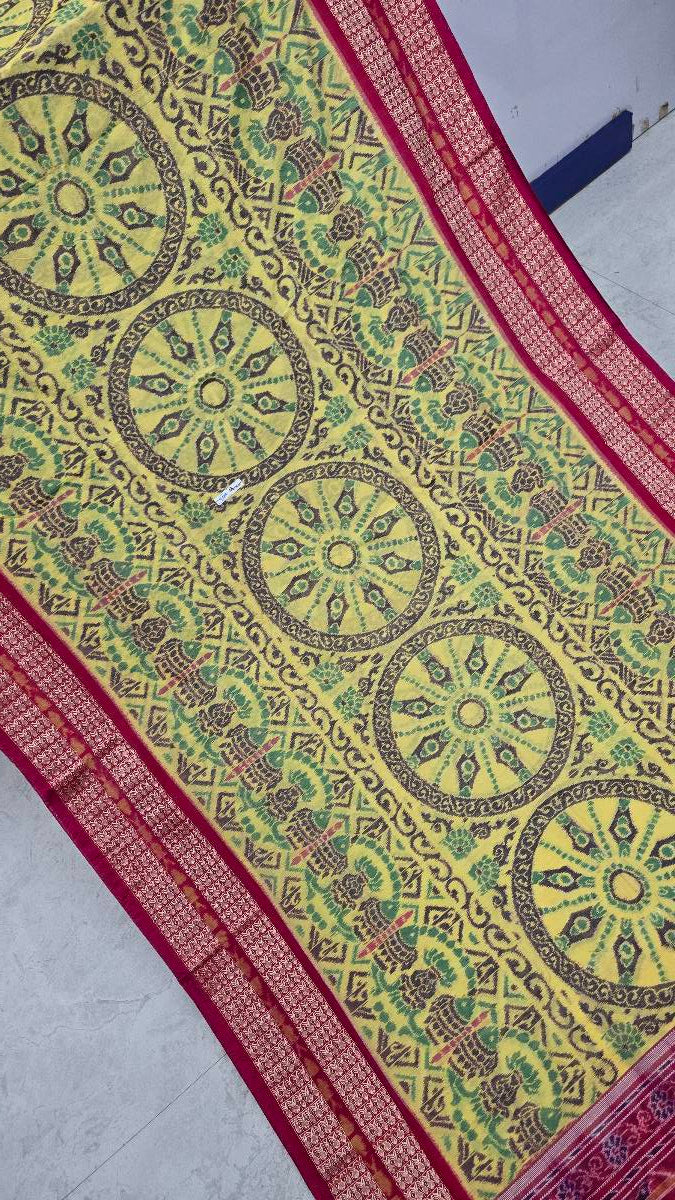 Cotton silk mix combination sambalpuri bapta pata saree