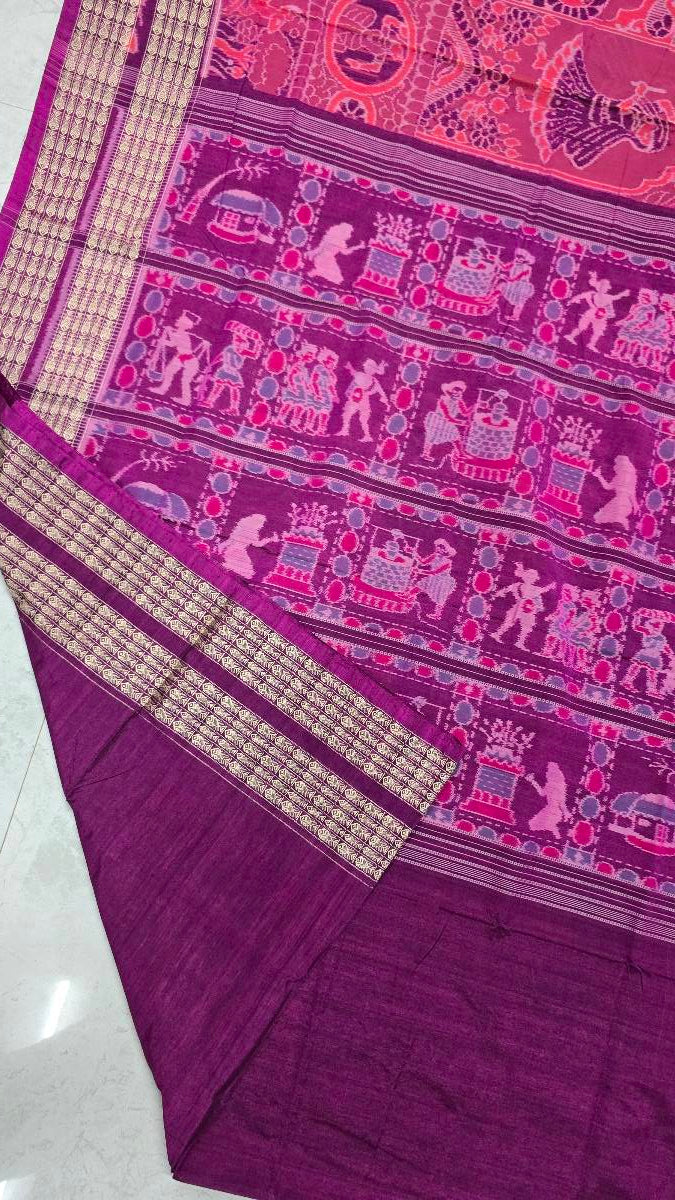 Cotton silk mix combination sambalpuri bapta pata saree