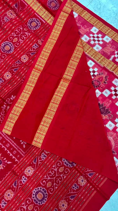 Pata desing pasapali pink colour Sambalpuri saree