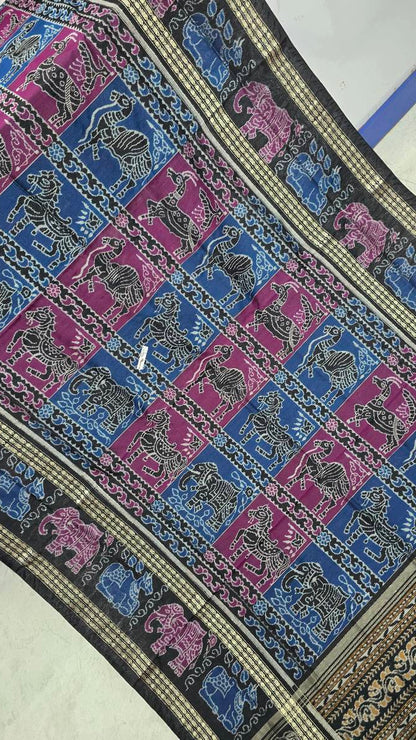 Cotton and silk combination sambalpuri bapta pata saree