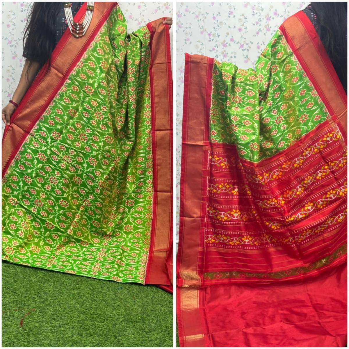 Handcrafted Pure Pochampally Ikat Silk Saree with Blouse Piece