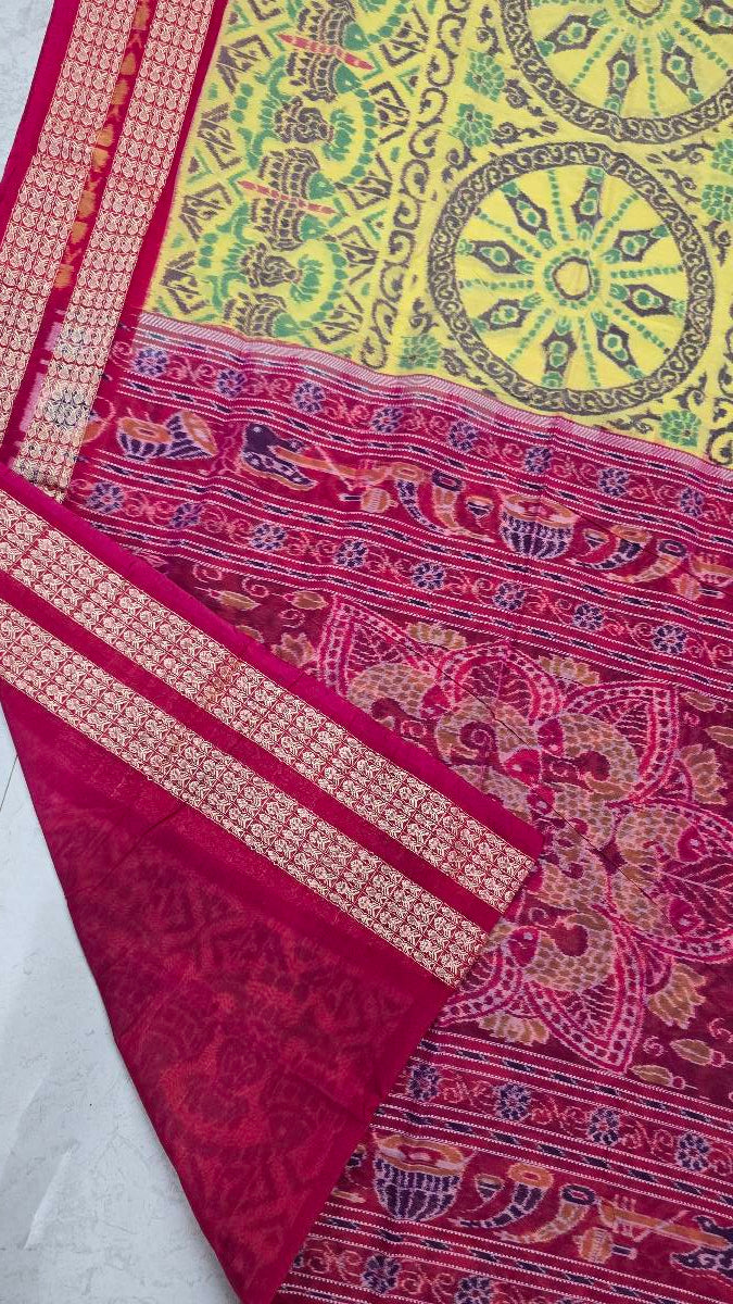 Cotton silk mix combination sambalpuri bapta pata saree