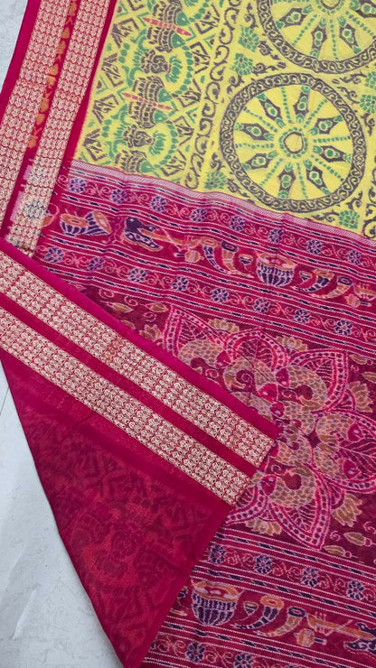 Cotton silk mix combination sambalpuri bapta pata saree
