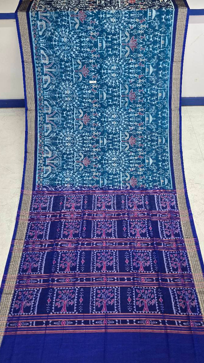 Cotton silk mix combination sambalpuri bapta pata saree