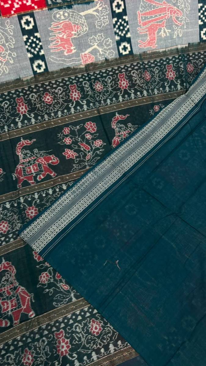 Box desing pasapali Sambalpuri saree green and light clr combinations