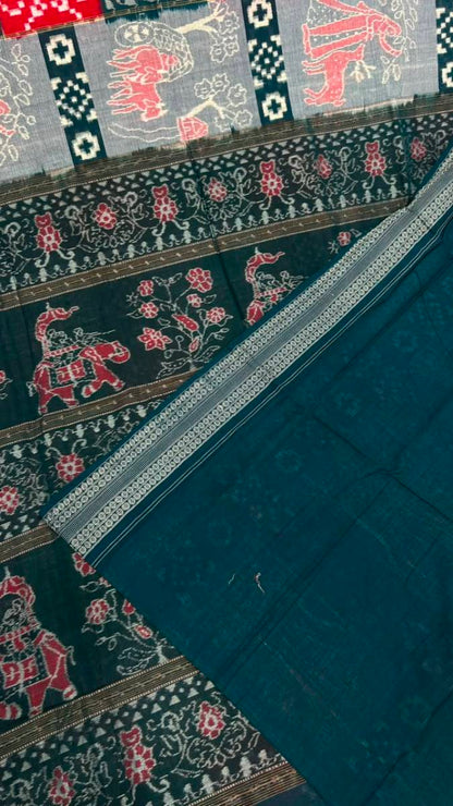 Box desing pasapali Sambalpuri saree green and light clr combinations
