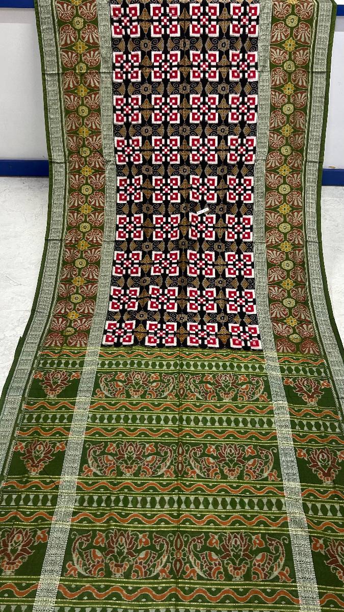 Double border black and green red combinations Sambalpuri saree
