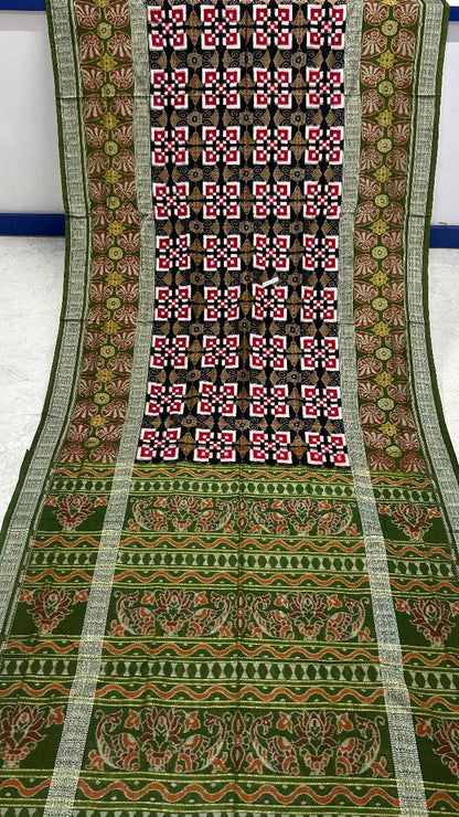 Double border black and green red combinations Sambalpuri saree