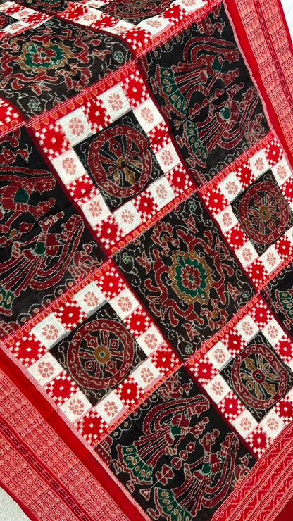 Box desing black and red combinations Sambalpuri pasapali desing