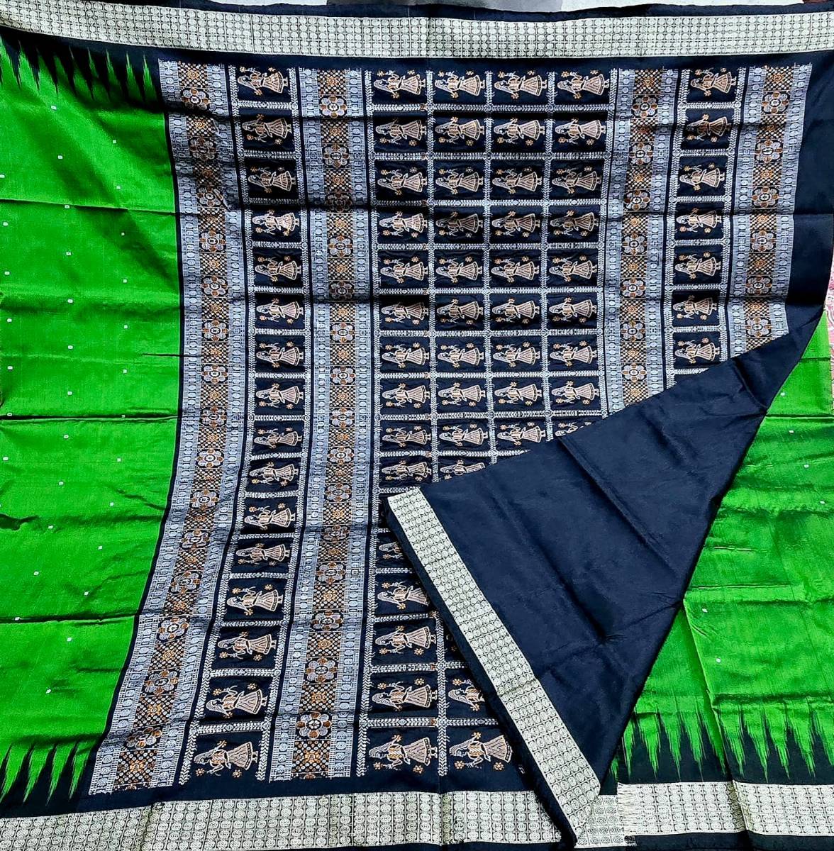 Mulberry silk green and black color mini buti