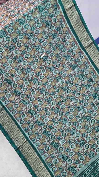 Cotton and silk combination sambalpuri bapta pata saree