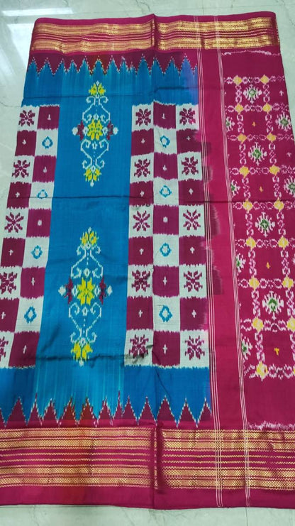 Handcrafted Pure Pochampally Ikat Silk Saree with Blouse Piece
