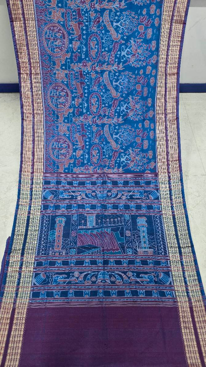 Cotton and silk combination sambalpuri bapta pata saree