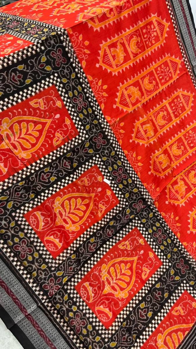 Orange black one site Sambalpuri pasapali desing