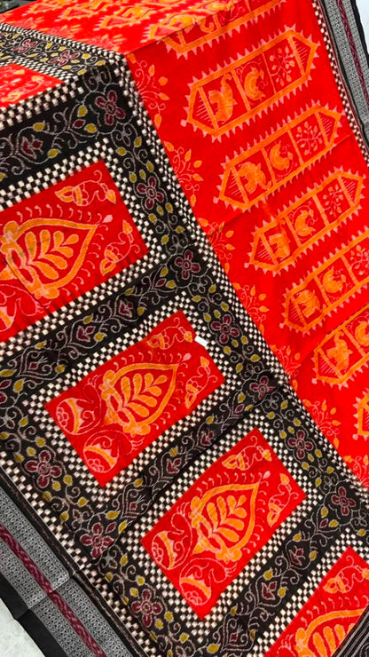 Orange black one site Sambalpuri pasapali desing