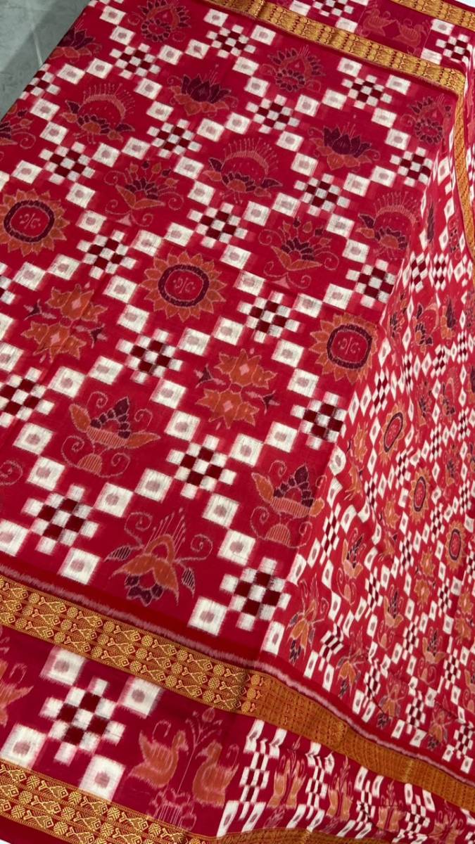 Pata desing pasapali pink colour Sambalpuri saree
