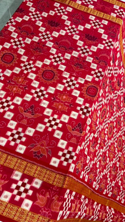 Pata desing pasapali pink colour Sambalpuri saree