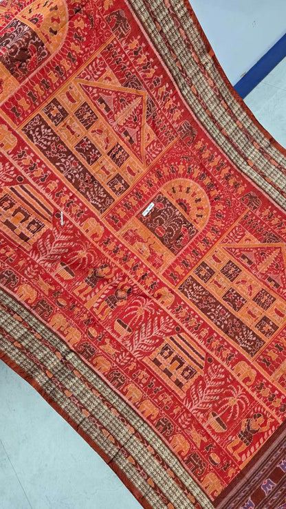 Cotton silk mix combination sambalpuri bapta pata saree