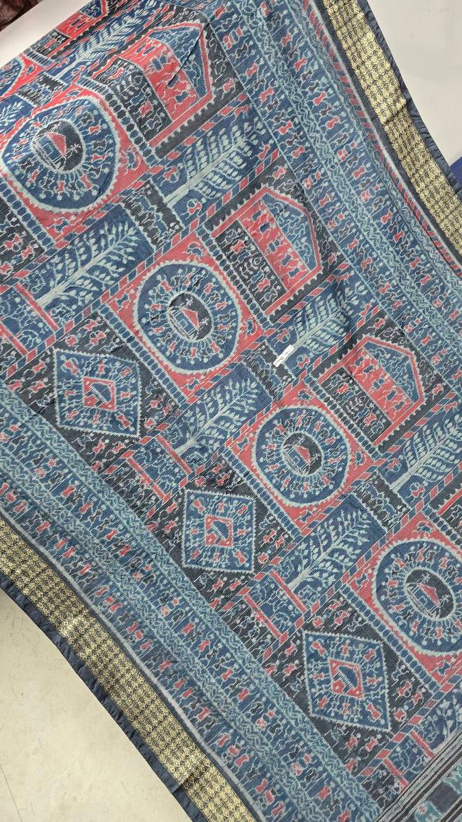 Cotton silk mix combination sambalpuri bapta pata saree