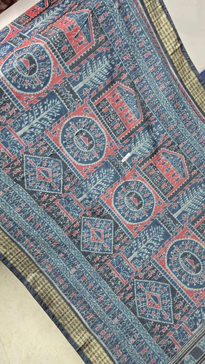 Cotton silk mix combination sambalpuri bapta pata saree