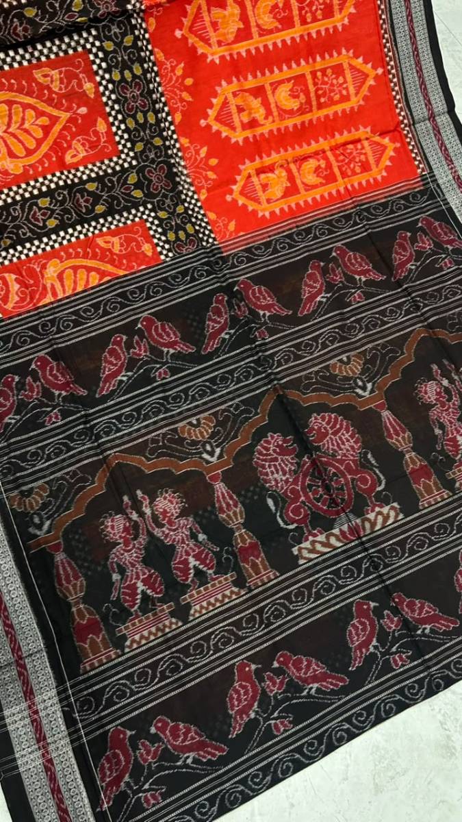 Orange black one site Sambalpuri pasapali desing