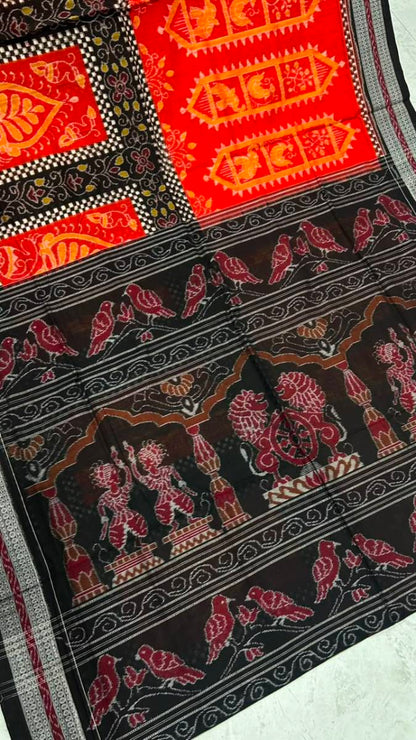 Orange black one site Sambalpuri pasapali desing