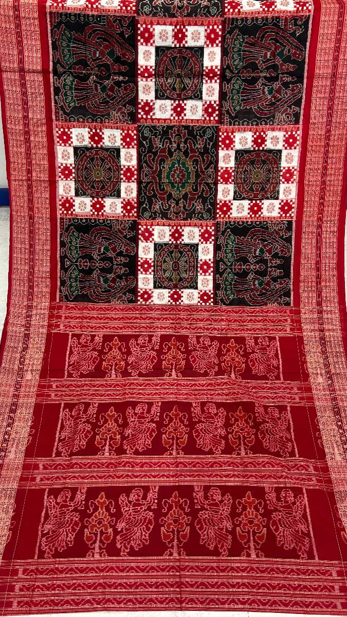 Box desing black and red combinations Sambalpuri pasapali desing