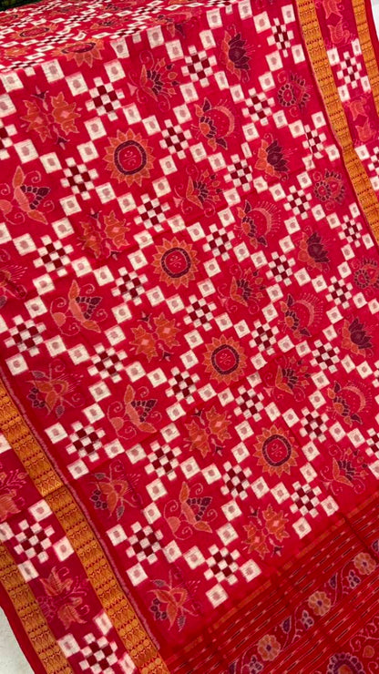 Pata desing pasapali pink colour Sambalpuri saree