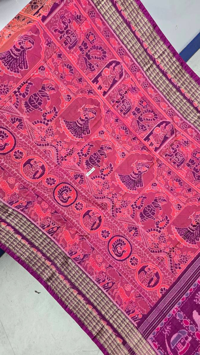 Cotton silk mix combination sambalpuri bapta pata saree