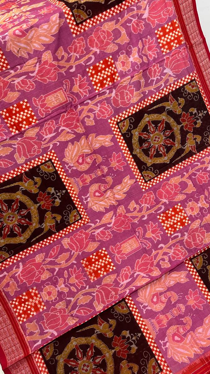 Sambalpuri pink and black combinations pasapali desing