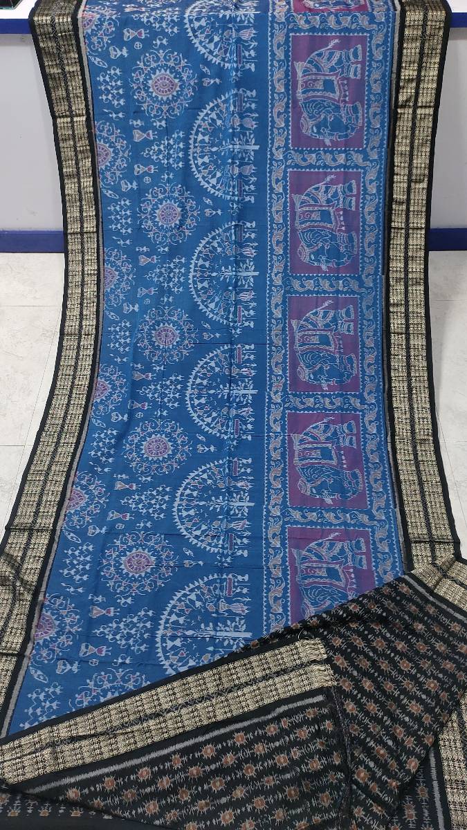 Sambalpuri elephant + terakota desing mix with blouse desing