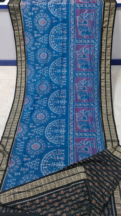 Sambalpuri elephant + terakota desing mix with blouse desing