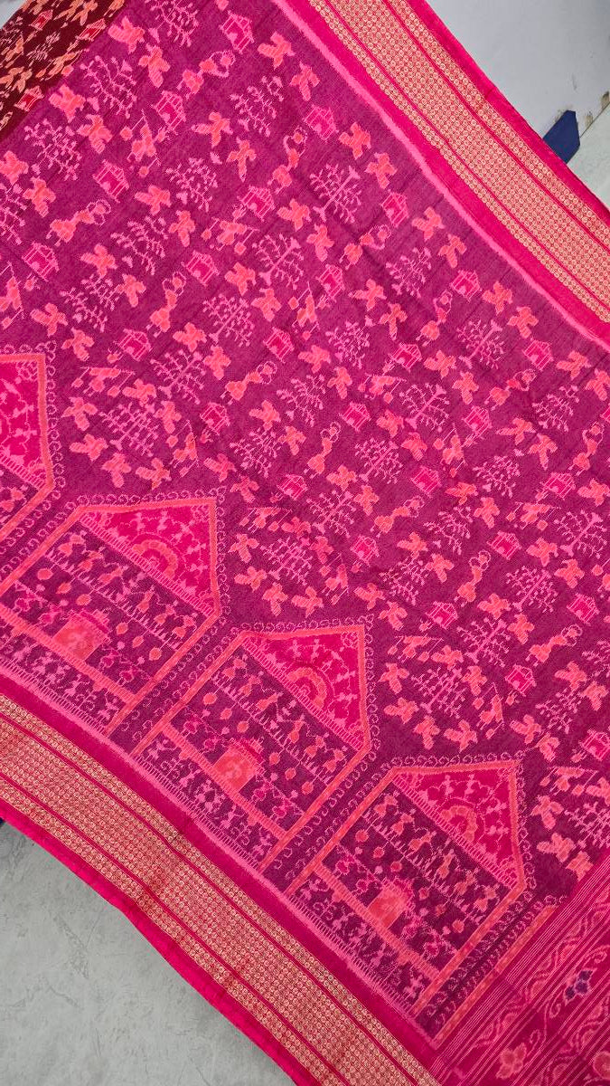 Cotton silk mix combination sambalpuri bapta pata saree