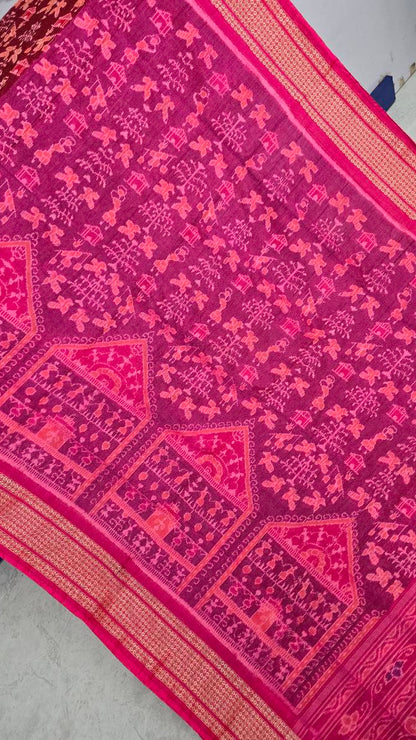 Cotton silk mix combination sambalpuri bapta pata saree