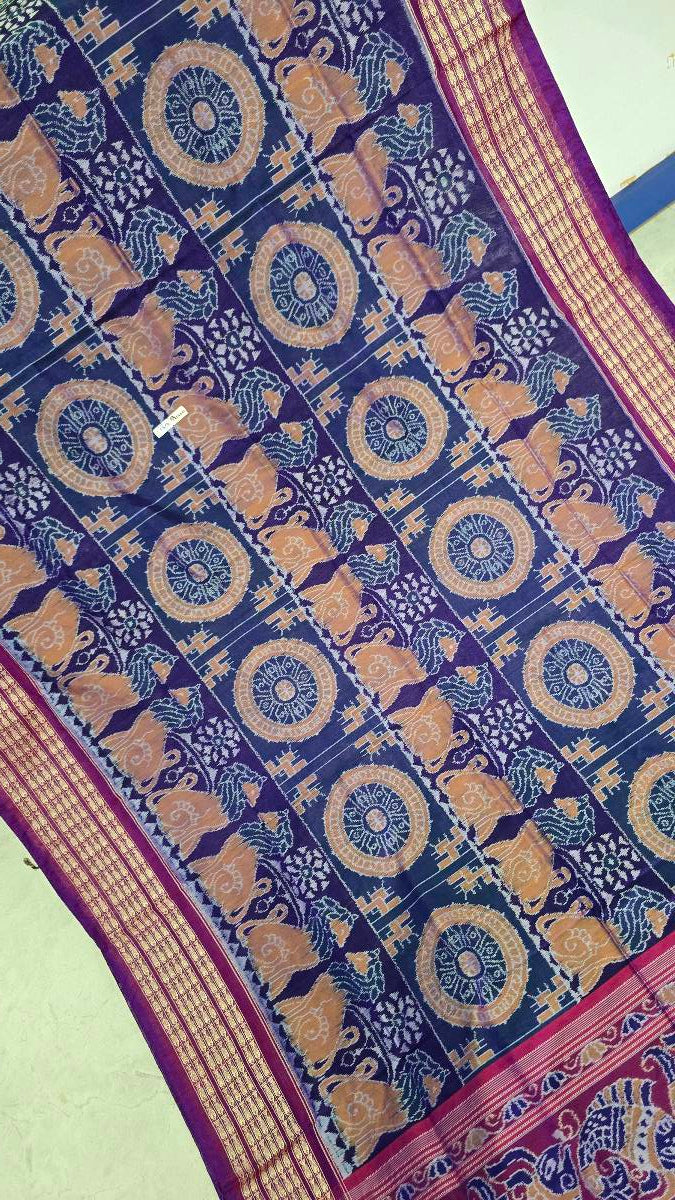 Cotton silk mix combination sambalpuri bapta pata saree