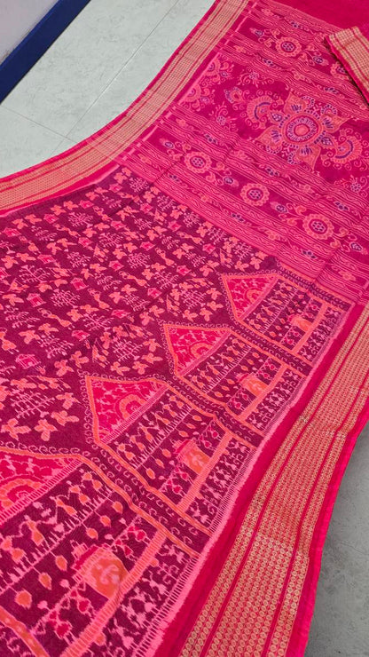 Cotton silk mix combination sambalpuri bapta pata saree