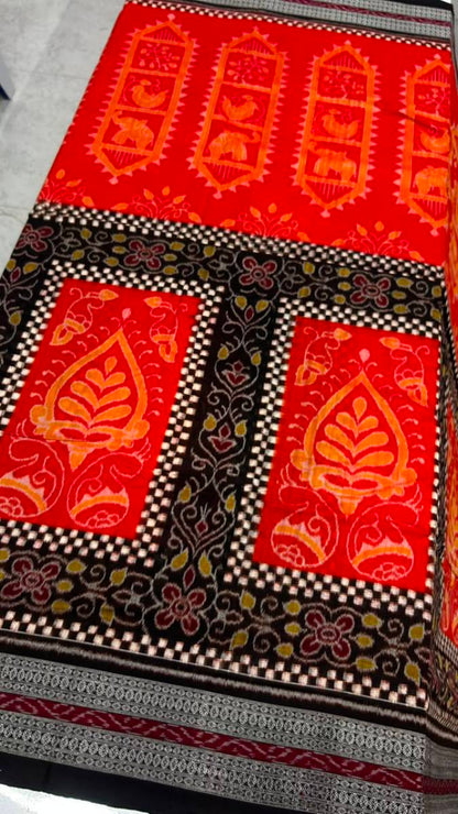 Orange black one site Sambalpuri pasapali desing