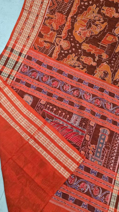 Cotton and silk combination sambalpuri bapta pata saree
